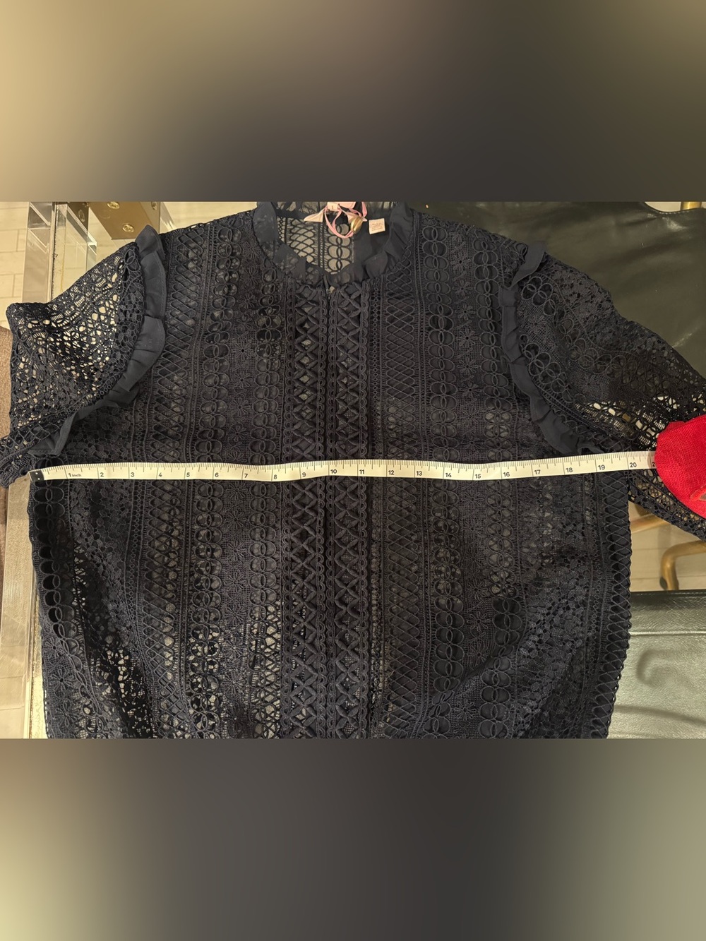 TED BAKER Women's Navy Lace Long-Sleeve Blouse - Picture 8 of 8